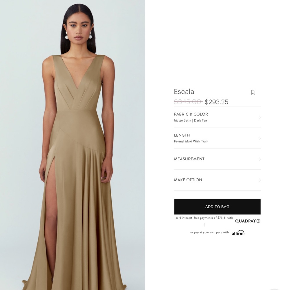 Fame & Partners ESCALA MATTE SATIN DARK TAN DRESS